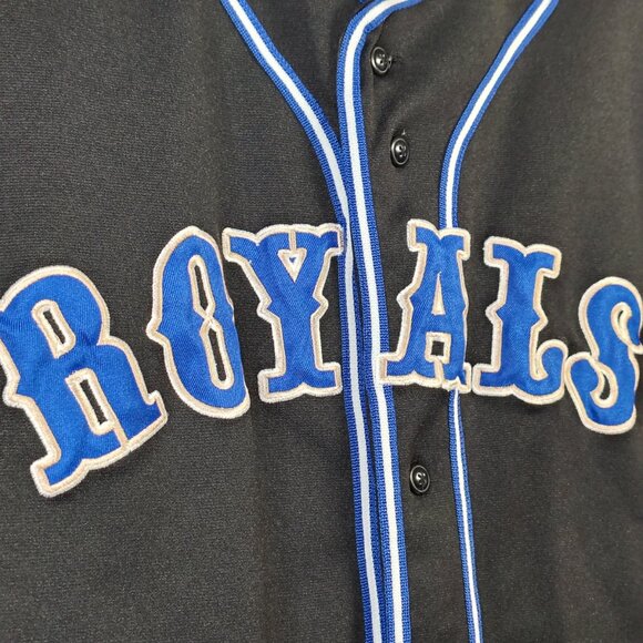 Kansas City Royals True Fan Jersey Large Black Blue Button Down MLB Baseball - Picture 5 of 11